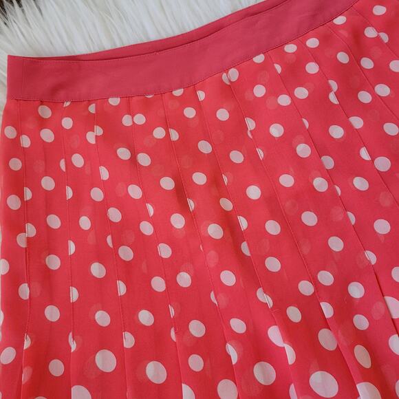 Boden Pretty Pleat Skirt Polka Dot Coral White WG485 Pleated Lined Women 8 - Picture 6 of 10